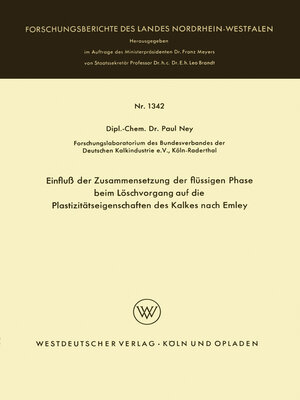 cover image of Einfluß der Zusammensetzung der flüssigen Phase beim Löschvorgang auf die Plastizitätseigenschaften des Kalkes nach Emley